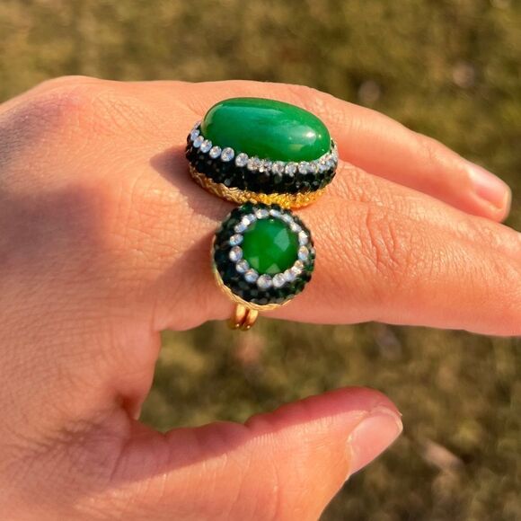 Green Onyx Adjustable Ring - Picture 7 of 14